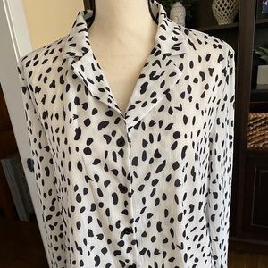 White and Black Button Down Blouse